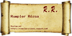 Rumpler Rózsa névjegykártya